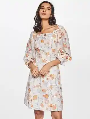 AND Women's Floral Printed Midi A-Line Dress